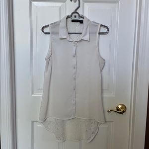 Lace button down tank